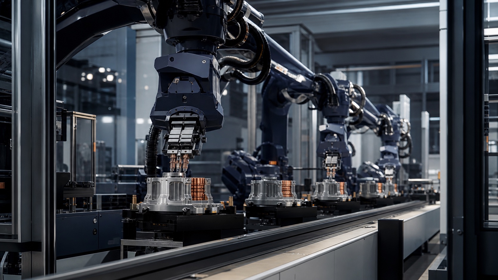 Precision robotics operating on an advanced manufacturing line