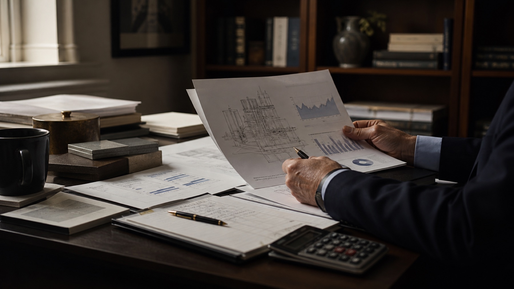 Investment professional reviewing operating plans and underwriting materials